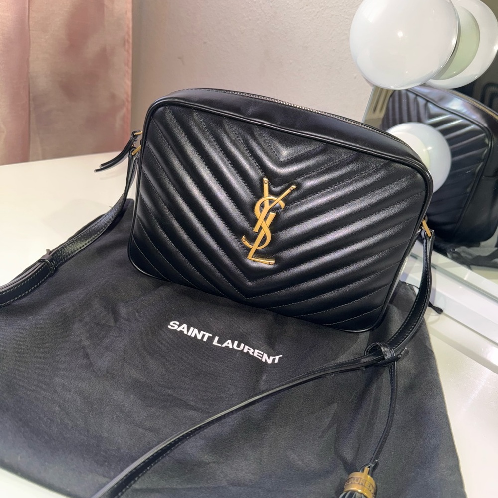 Saint Laurent Black and Gold Crossbody Bag